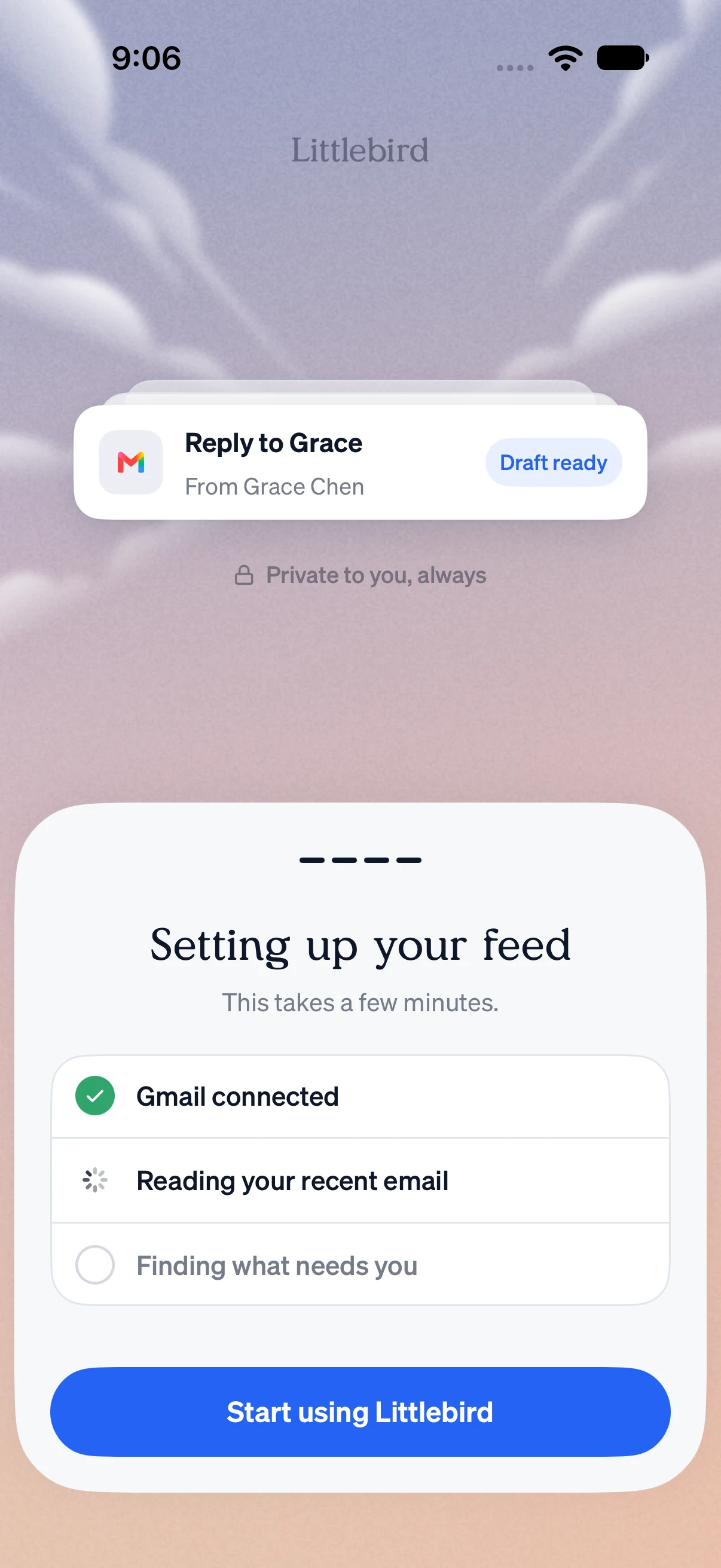 Feed setup during onboarding